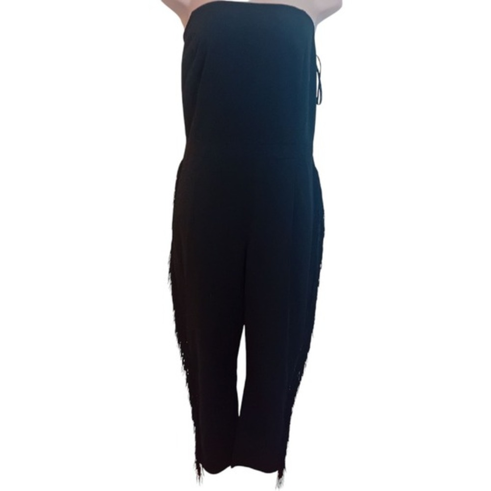 Missguided Women's Black‎ Strapless Tassel Jumpsuit Formal Western Festival 12